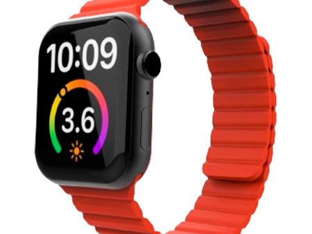 Apple Watch (42 44 SE 45 46 49mm) Lippa Magnetisk Silikone Rem - Rød Online now