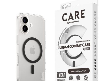 CARE by PanzerGlass iPhone 16 FLAGSHIP Urban Combat Case - MagSafe Kompatibel - Transparent   Black For Sale