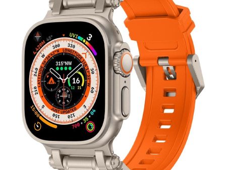 Apple Watch (42 44 SE 45 46 49mm) Tech-Protect Delta Pro Silikone Rem - Orange   Titanium Sale