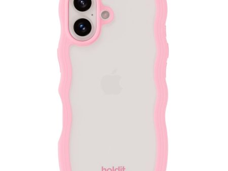 Holdit iPhone 16 Wavy Case - Pink    Transparent Hot on Sale