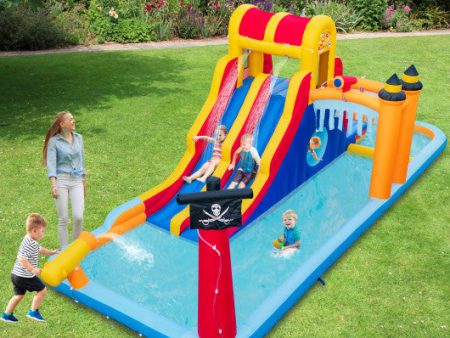 6-In-1 Inflatable Water Slide with Dual Slides and Cave Crawling Game without Blower Supply