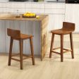 Wood Bar Stools Set of 2 with Solid Back and Seat For Cheap