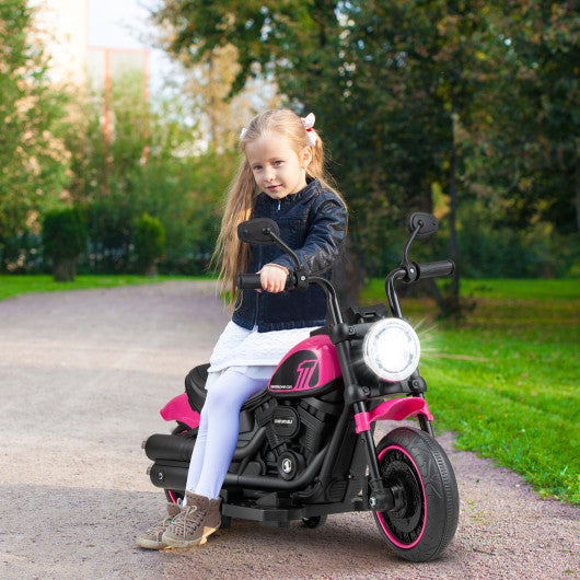 Kids Electric Motorcycle with Training Wheels and LED Headlights-Pink Supply