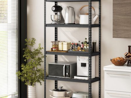 5-Tier Metal Shelving Unit with Anti-slip Foot Pad Height Adjustable Shelves for Garage-M Sale