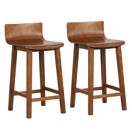 Wood Bar Stools Set of 2 with Solid Back and Seat For Cheap