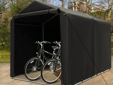 7 x 5.2FT Storage Shelter Outdoor Bike Tent with Waterproof Cover and Zipper Door-Gray Fashion