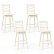 Swivel 24-Inch Counter Height Stool Set of 2 with Inclined Backrest-White Online now