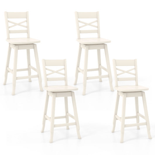 Swivel 24-Inch Counter Height Stool Set of 2 with Inclined Backrest-White Online now