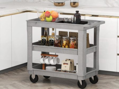 3-Tier Utility Cart with 550 LBS Max Load and Adjustable Middle Shelf-Gray Supply