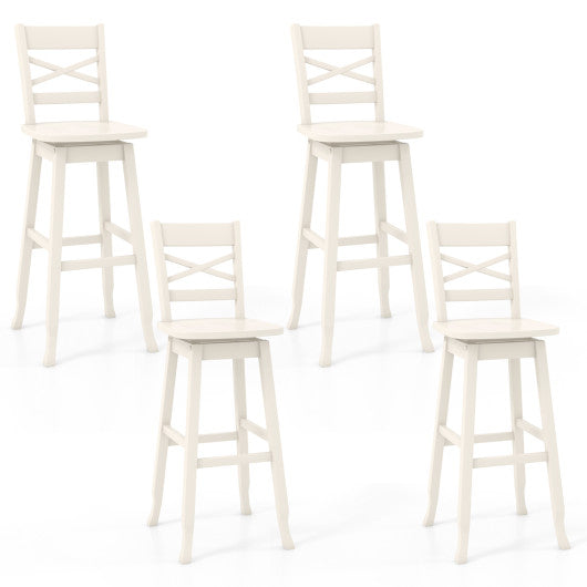 Swivel 30-Inch Bar Height Stool Set of 2 with Footrest-White Supply