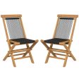 2 Piece Indonesia Teak Patio Folding Chairs with Woven Rope Seat and Back for Porch Backyard Poolside For Discount