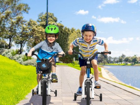 14 Inch Kids Bike with 2 Training Wheels for 3-5 Years Old-Blue Online Hot Sale