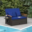 Outdoor Wicker Daybed with Folding Panels and Storage Ottoman-Navy Online now