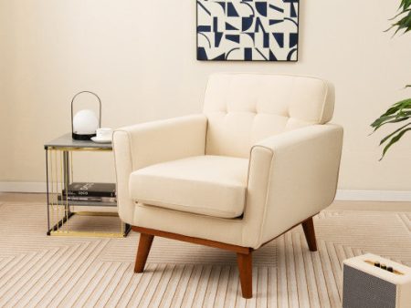 Modern Accent Chair Upholstered Linen Fabric Armchair with Removable Padded Seat Cushion-Beige Supply