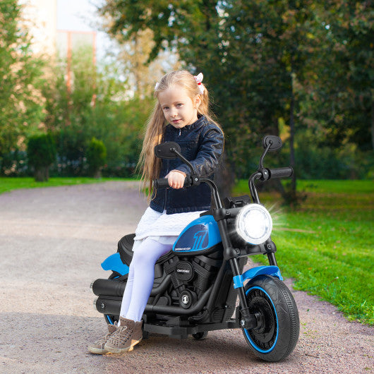 Kids Electric Motorcycle with Training Wheels and LED Headlights-Blue For Cheap