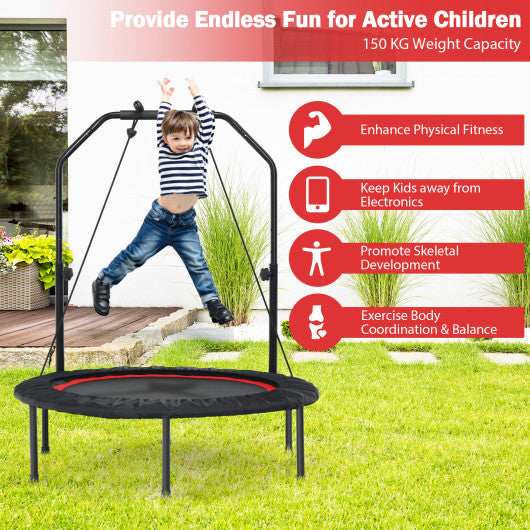 40 Inch Foldable Fitness Rebounder with Resistance Bands Adjustable Home-Red Discount