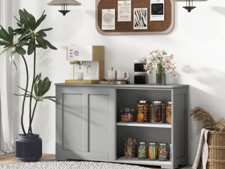 Antique Stackable Kitchen Storage Sideboard with Height Adjustable Shelf-Gray Online Hot Sale