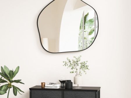 Irregular Wall Mirror Metal Frame Asymmetrical Mirror with Expansion Screws-Black Cheap