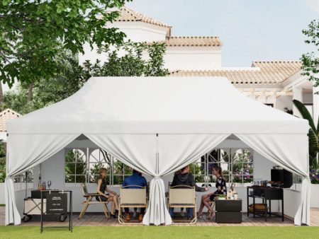 10 x 20 FT Pop up Canopy with 6 Sidewalls and Windows and Carrying Bag for Party Wedding Picnic-White Hot on Sale