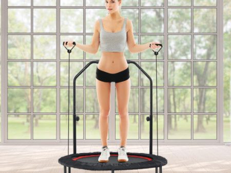 40 Inch Foldable Fitness Rebounder with Resistance Bands Adjustable Home-Red Discount