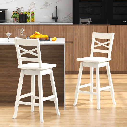 Swivel 24-Inch Counter Height Stool Set of 2 with Inclined Backrest-White Online now