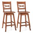 Swivel 24-Inch Counter Height Stool Set of 2 with Inclined Backrest-Walnut For Sale