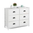 6 Fabric Drawers Storage Chest with Wooden Top-White For Cheap