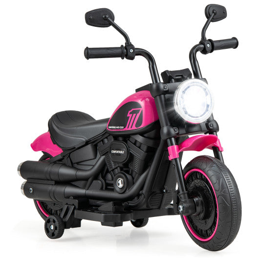 Kids Electric Motorcycle with Training Wheels and LED Headlights-Pink Supply