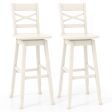 Swivel 30-Inch Bar Height Stool Set of 2 with Footrest-White Supply