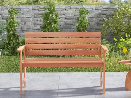 Patio Solid Wood Bench Wood 2-Seat Chair with Breathable Slatted Seat & Inclined Backrest Online Sale