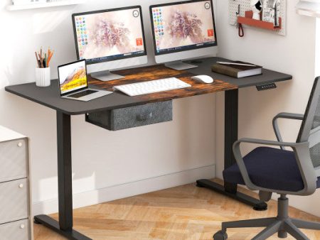 Height Adjustable Electric Standing Desk with USB Charging Port-Rustic Brown Hot on Sale