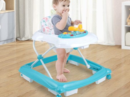 Foldable Baby Walker with 3 Adjustable Heights and Padded Seat-Green Discount