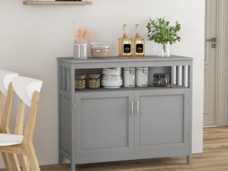 Kitchen Buffet Server Sideboard Storage Cabinet with 2 Doors and Shelf-Gray For Discount