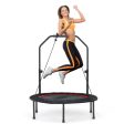 40 Inch Foldable Fitness Rebounder with Resistance Bands Adjustable Home-Red Discount