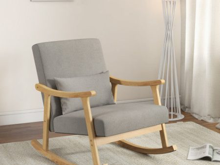 Nursery Rocking Accent Chair with Rubber Wood Armrests-Natural For Cheap