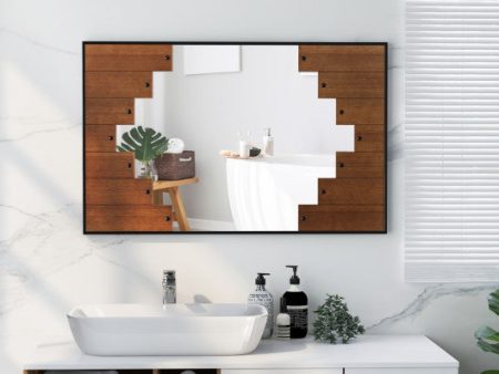 37.5  x 26.5  Decorative Rectangle Wall Mirror with Piano Key-Shaped Frame-Black Hot on Sale