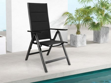 Outdoor Dining Chair with Soft Padded Seat and 7-Position Adjustable Backrest-Black Hot on Sale