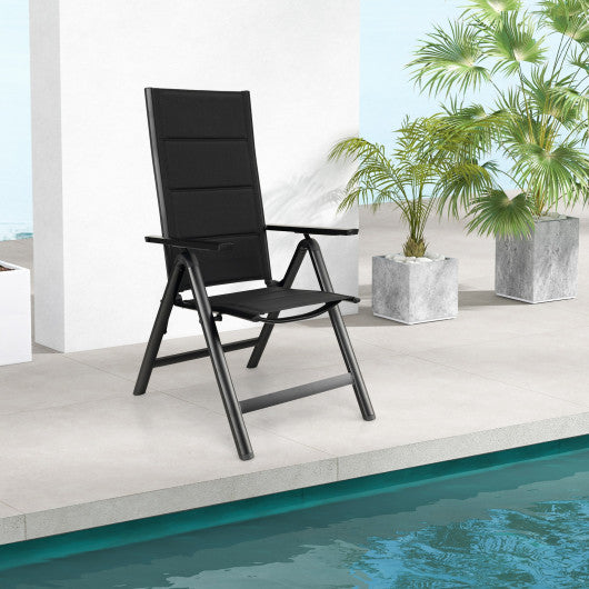 Outdoor Dining Chair with Soft Padded Seat and 7-Position Adjustable Backrest-Black Hot on Sale