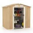 6 x 4 Feet Galvanized Steel Storage Shed with Lockable Sliding Doors-Natural Online Sale