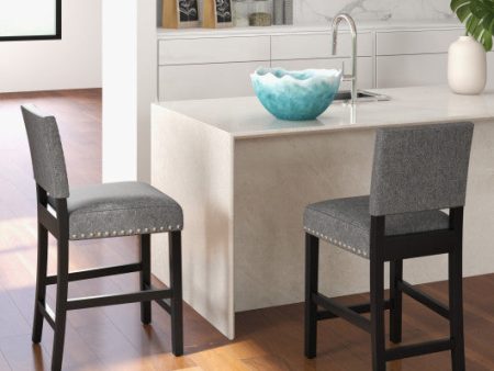 38.5 43.5 Inch Set of 2 Counter Height Chairs with Solid Rubber Wood Frame-S Online Hot Sale