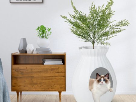 Smart Plant Cat Litter Box with Electronic Odor Removal and Sterilization-White Online now