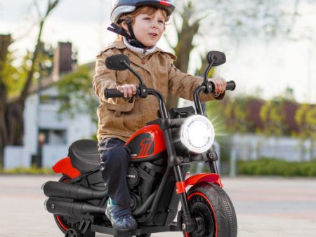 Kids Electric Motorcycle with Training Wheels and LED Headlights-Red Online Hot Sale