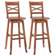 Swivel 30-Inch Bar Height Stool Set of 2 with Footrest-Walnut Hot on Sale