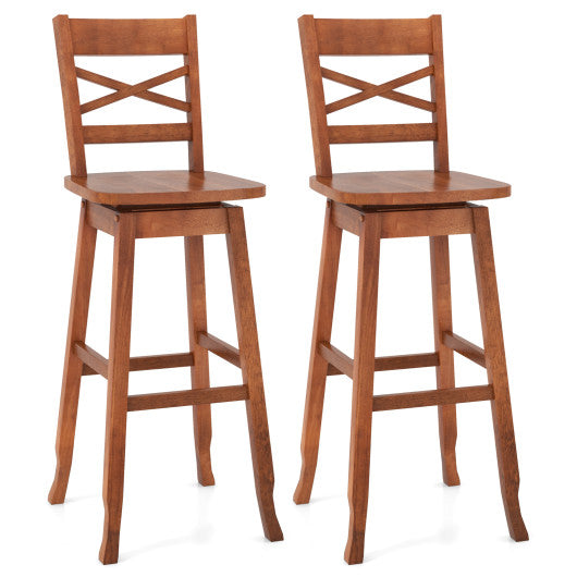 Swivel 30-Inch Bar Height Stool Set of 2 with Footrest-Walnut Hot on Sale