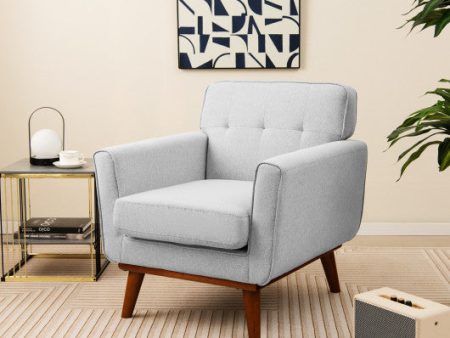 Modern Accent Chair Upholstered Linen Fabric Armchair with Removable Padded Seat Cushion-Gray Online Hot Sale