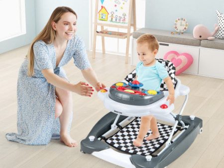 6 in 1 Foldable Baby Walker with Adjustable Height-Gray Online