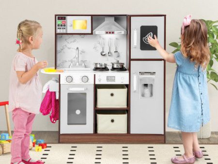 Kids Modern Toy Kitchen Playset with Attractive Lights and Sounds-Coffee Online