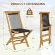 2 Piece Indonesia Teak Patio Folding Chairs with Woven Rope Seat and Back for Porch Backyard Poolside For Discount