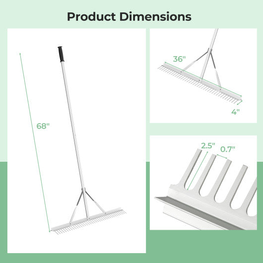 Aluminum Rake with 36  Wide Rake Head and 68  Long Handle Supply