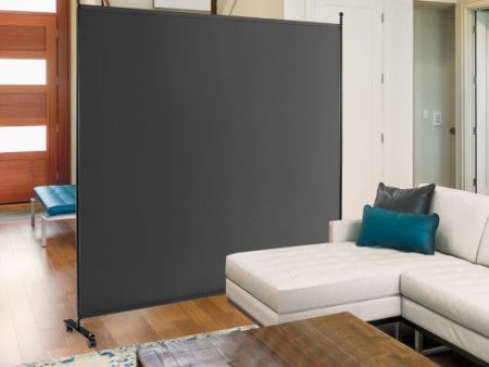 6 Feet Single Panel Rolling Room Divider with Smooth Wheels-Dark Gray Online Sale